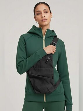Source Unknown Black Canvas Crossbody Sling Bag with Front Pocket